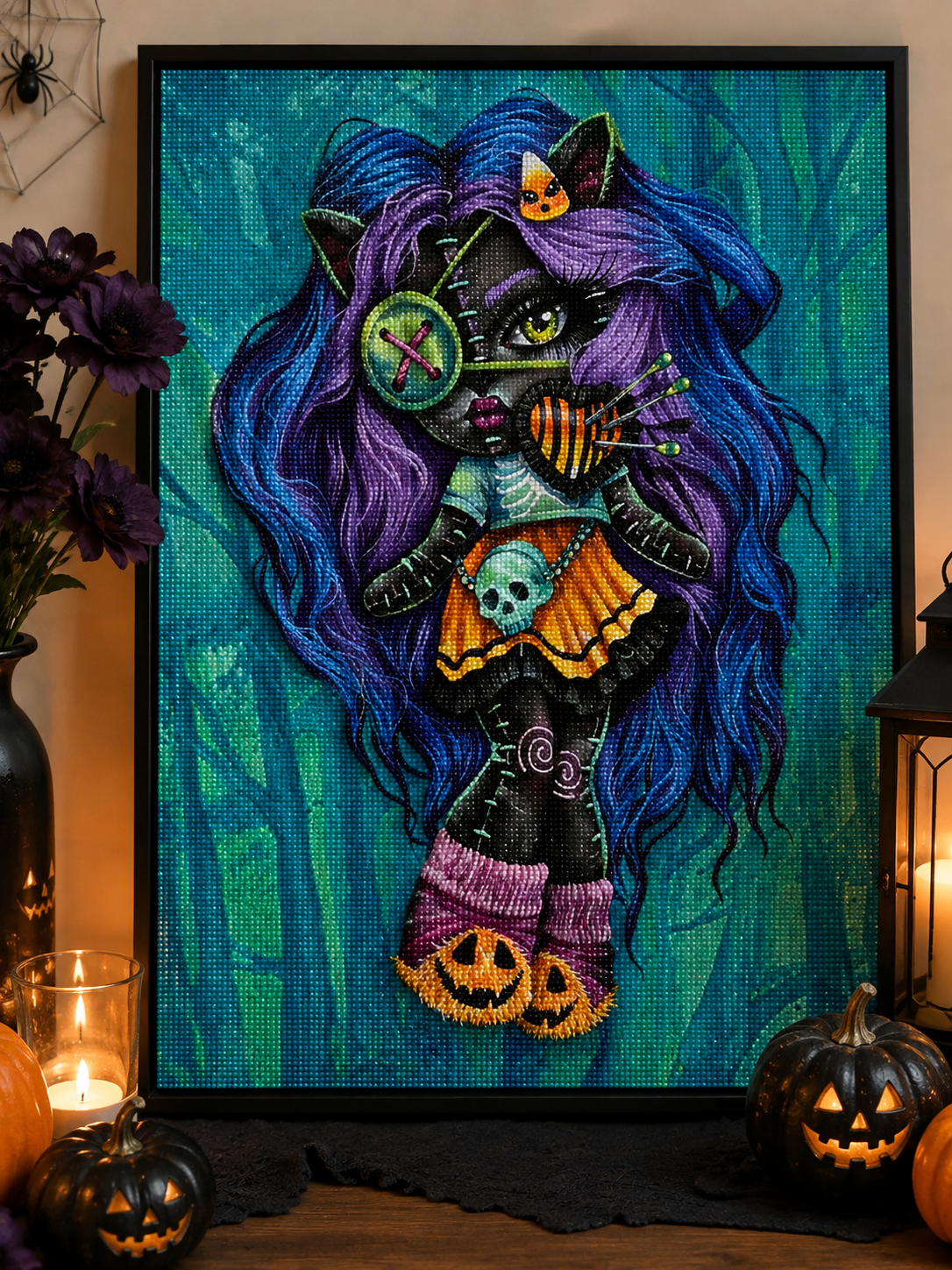 🎃 Gothic Cat Doll Diamond Painting-11.8" x 15.7"