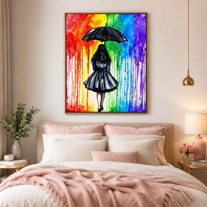 Rainbow Rain Girl Wall Art 🌈RW07-11.8"x 15.7&
