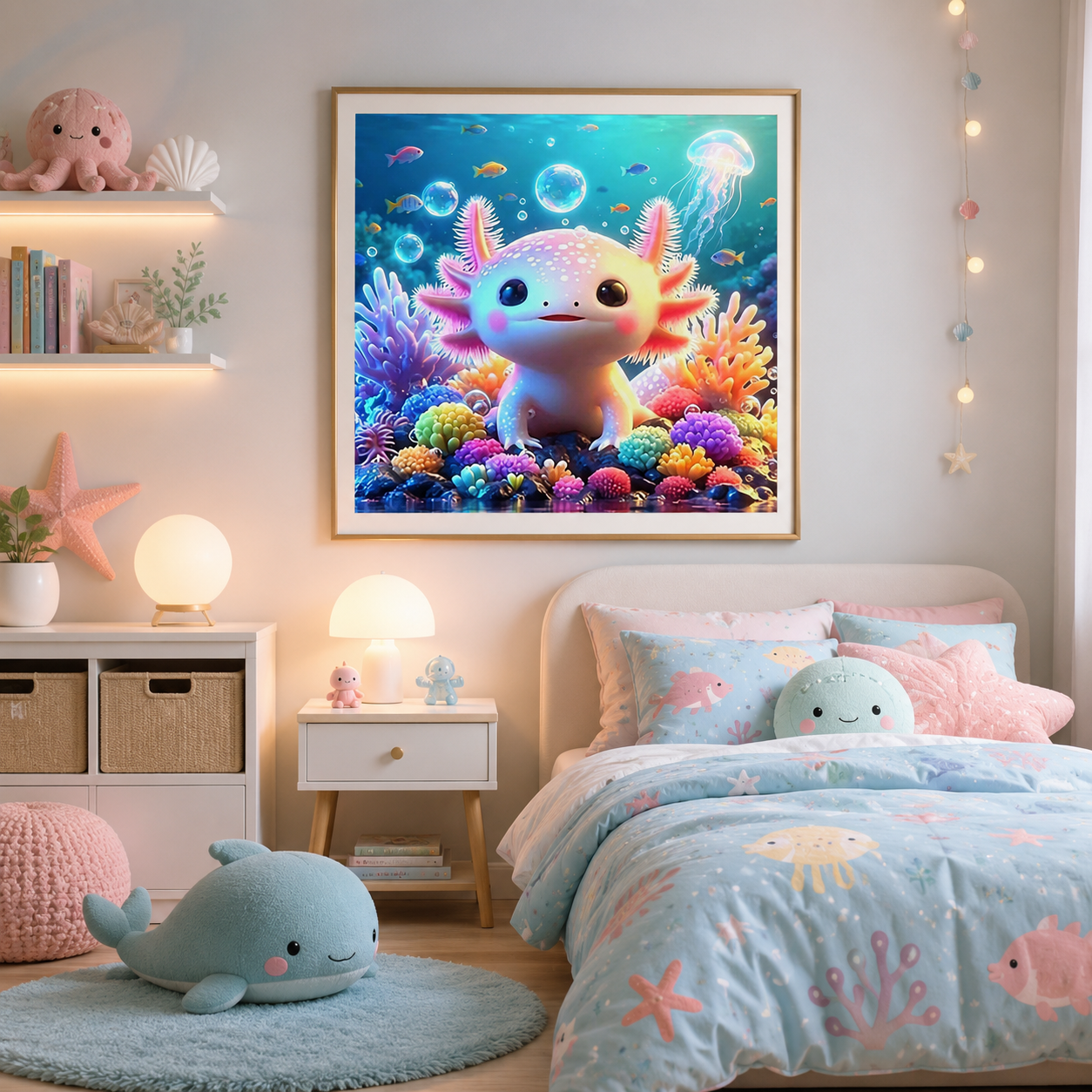 Cute Underwater Axolotl Wall Art DW12-11.8&