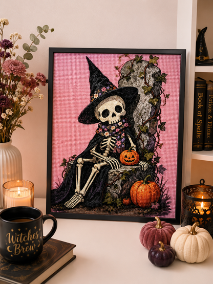 Floral Witch Skeleton Halloween Diamond Painting Kit 💀-11.8" x 11.8"