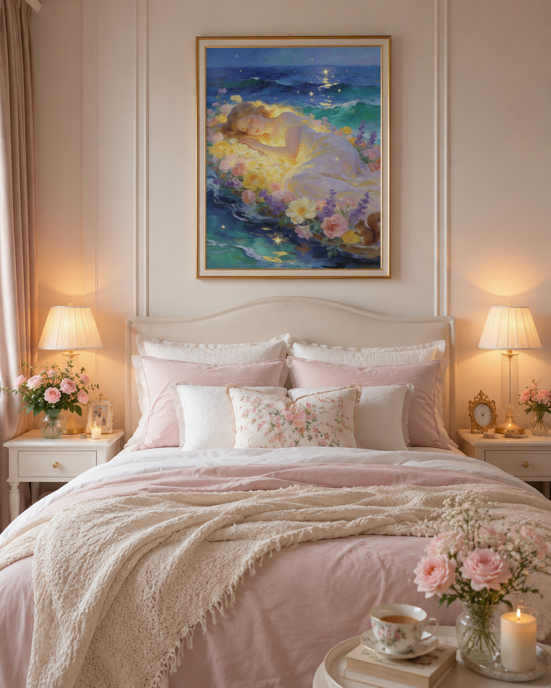 Starlit Ocean Dreamer Floral Fantasy Wall Art 🌊