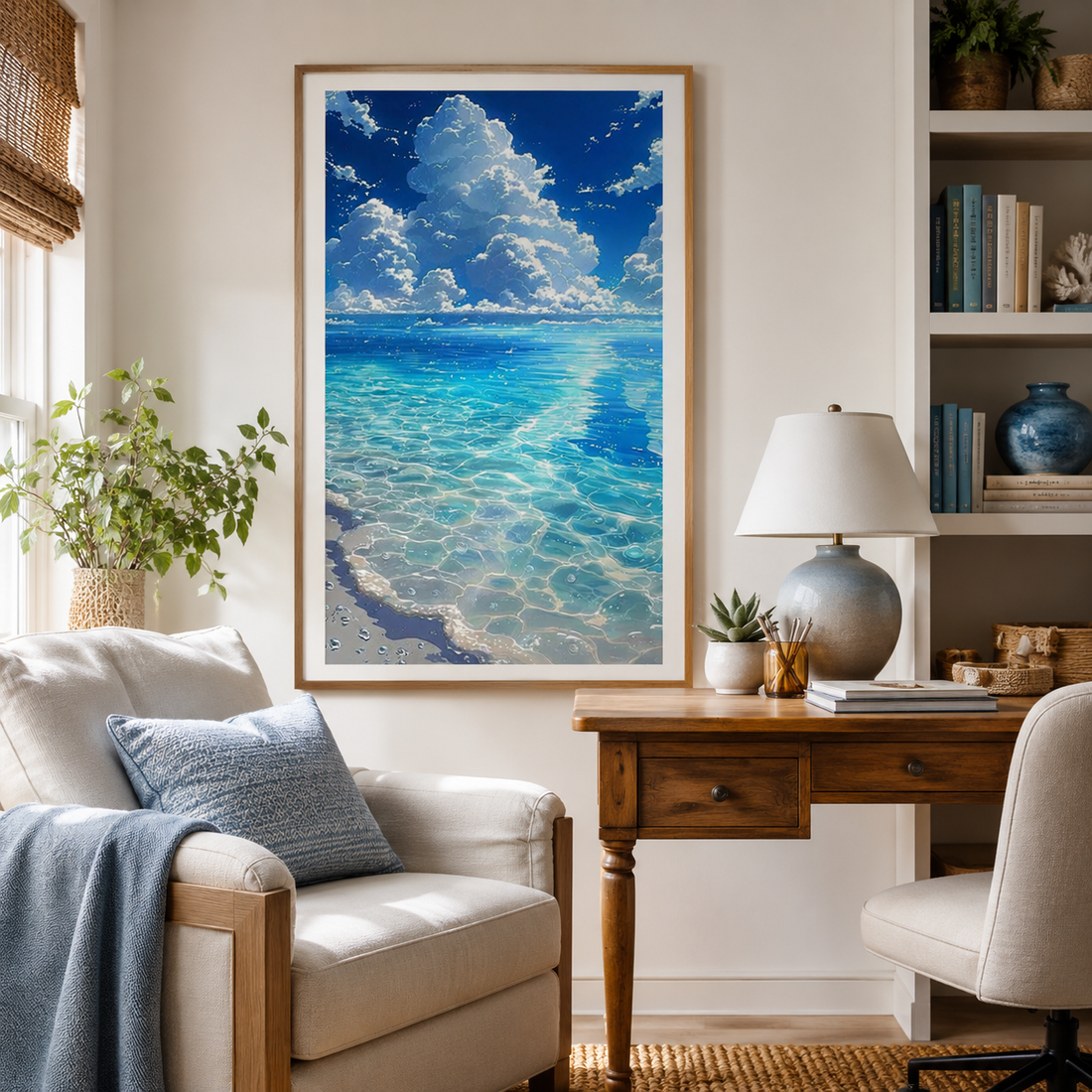 Crystal Blue Ocean Cloud Wall Art 🌊 FJ25-11.8"x 15.7&