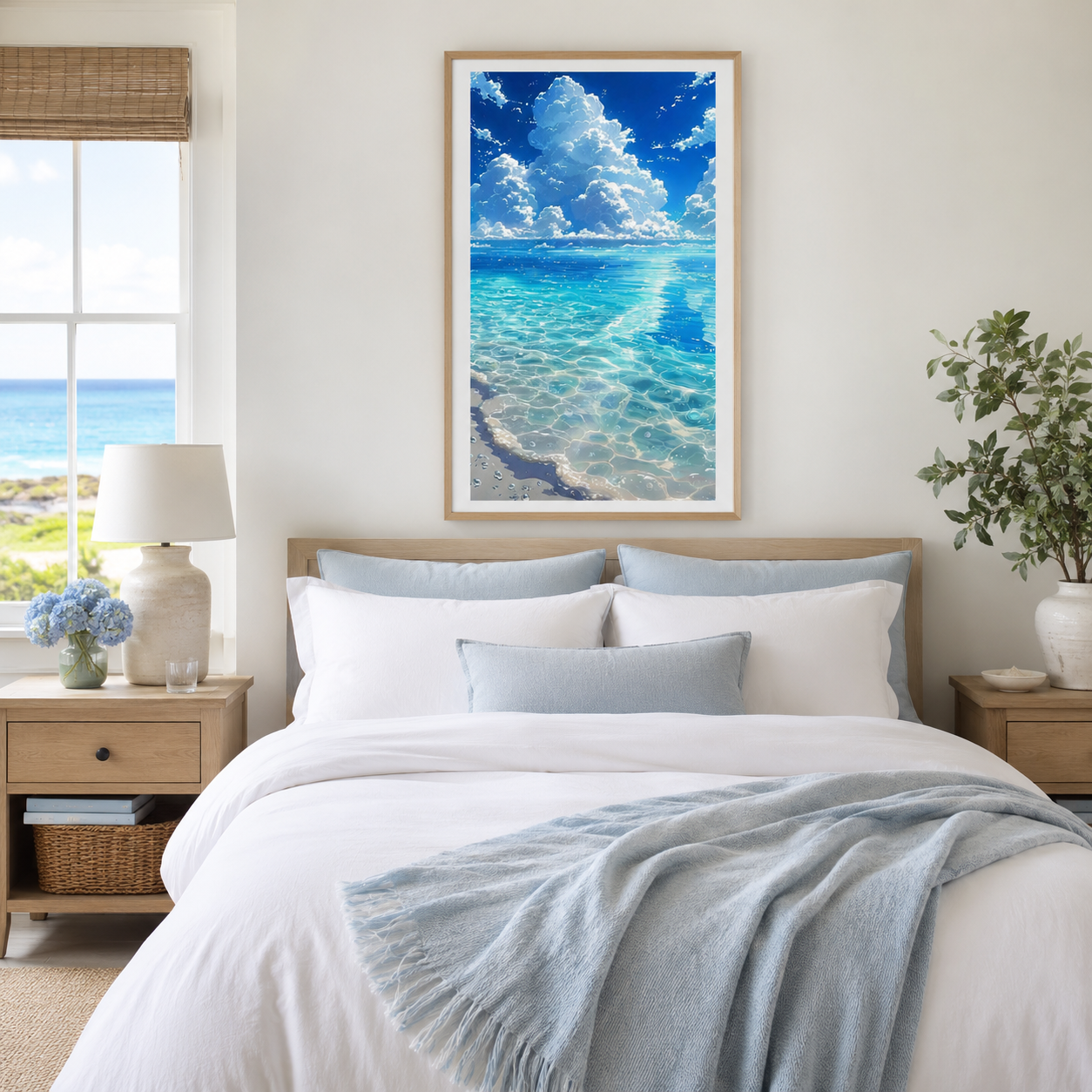 Crystal Blue Ocean Cloud Wall Art 🌊 FJ25-11.8"x 15.7&