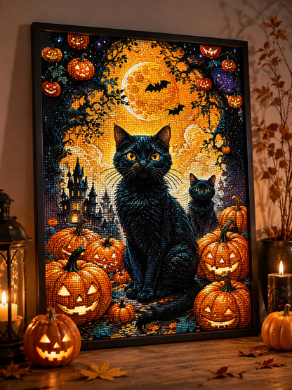 🎃 Black Cats Halloween Diamond Painting-11.8" x 15.7"