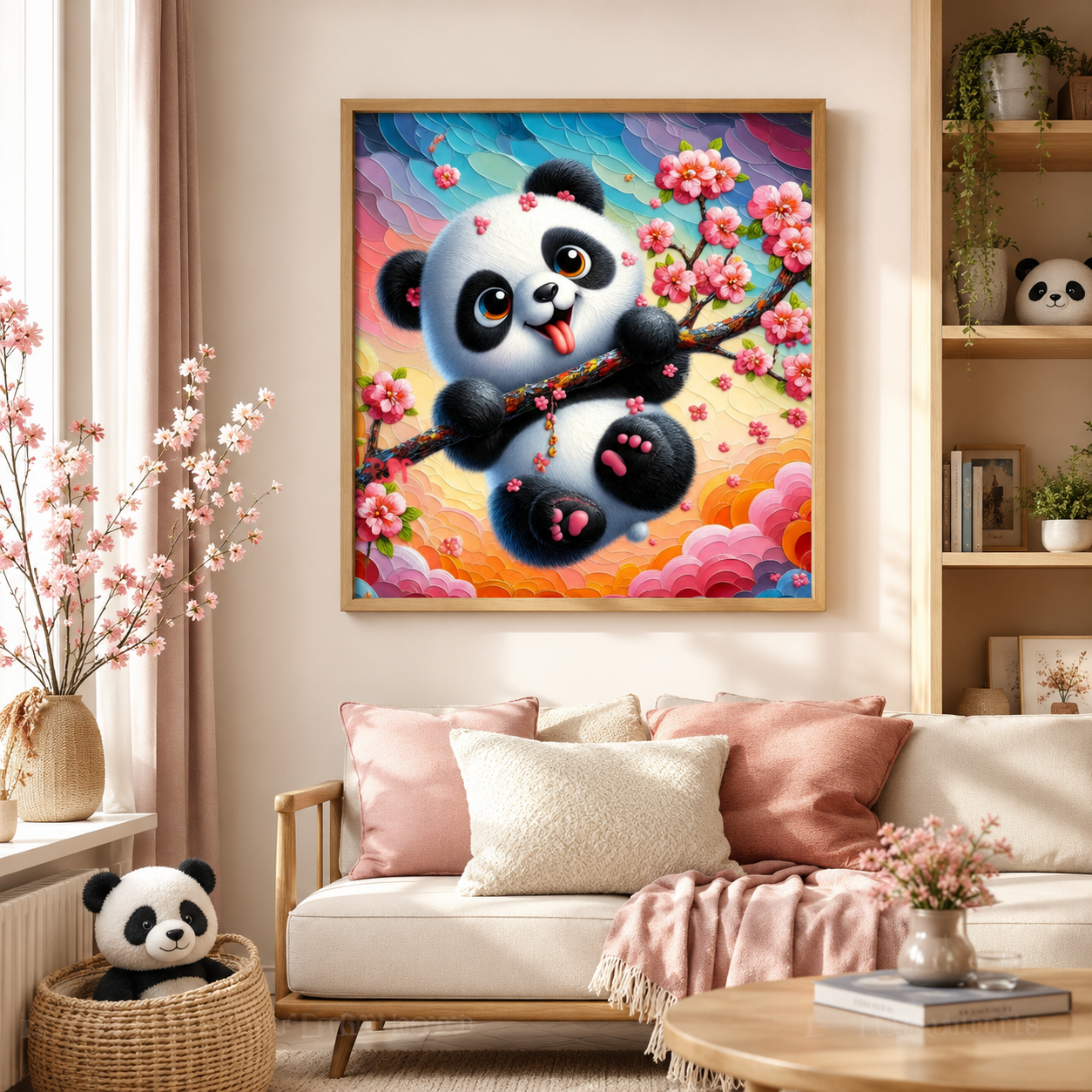 🐼 Cute Panda Cherry Blossom Diamond Painting Kit