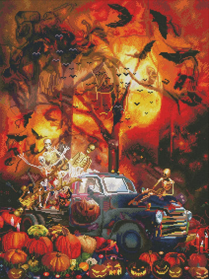🎃 Skeleton Truck Halloween Diamond Painting-11.8" x 15.7"