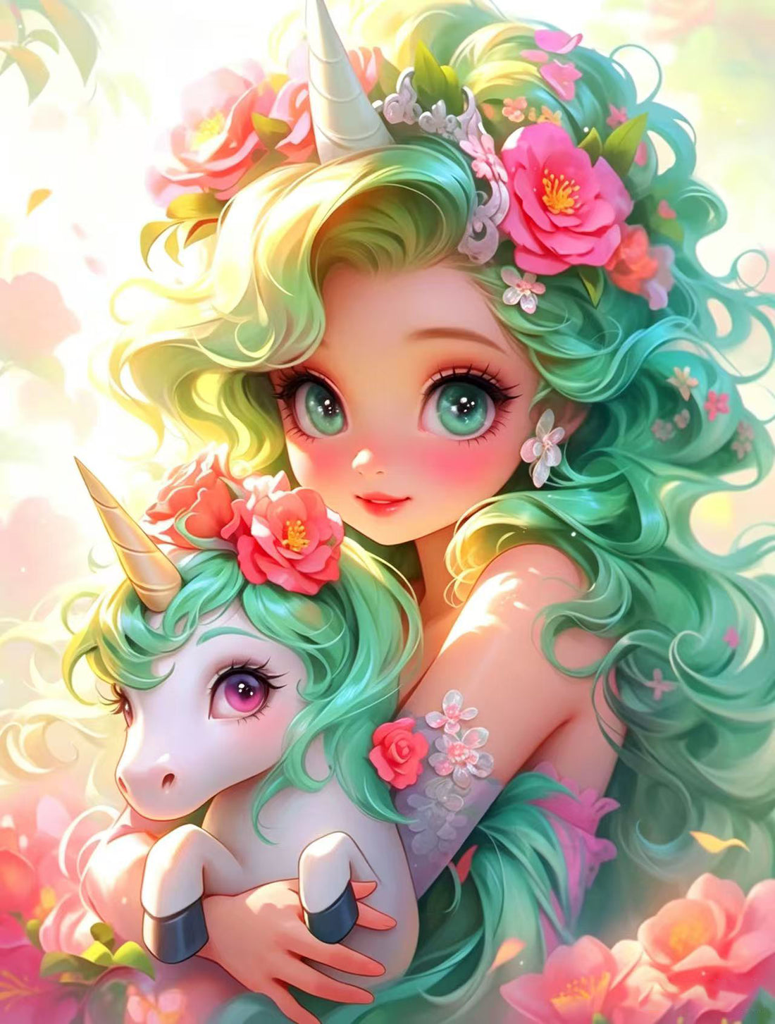 Green Hair Unicorn Girl