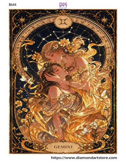 12 Zodiac Art Nouveau Diamond Painting Kits – Celestial Goddess Astrology Wall Art
