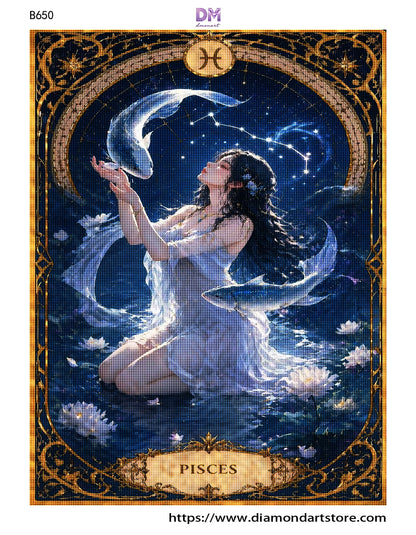 12 Zodiac Art Nouveau Diamond Painting Kits – Celestial Goddess Astrology Wall Art
