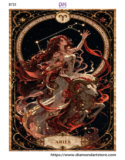 12 Zodiac Art Nouveau Diamond Painting Kits – Celestial Goddess Astrology Wall Art