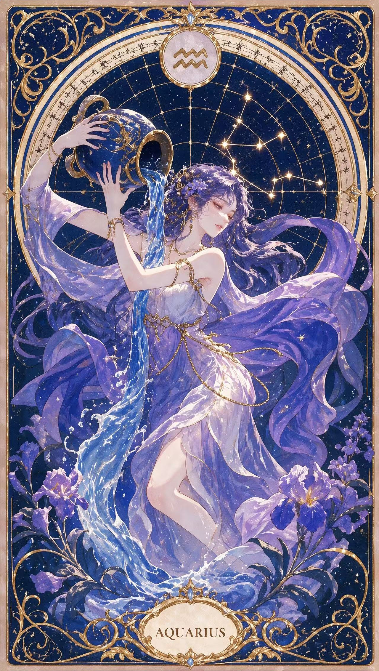 12 Zodiac Art Nouveau Diamond Painting Kits – Celestial Goddess Astrology Wall Art