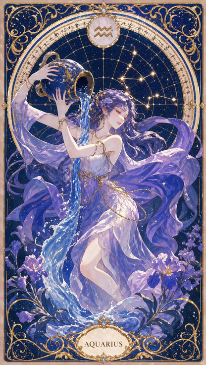 12 Zodiac Art Nouveau Diamond Painting Kits – Celestial Goddess Astrology Wall Art