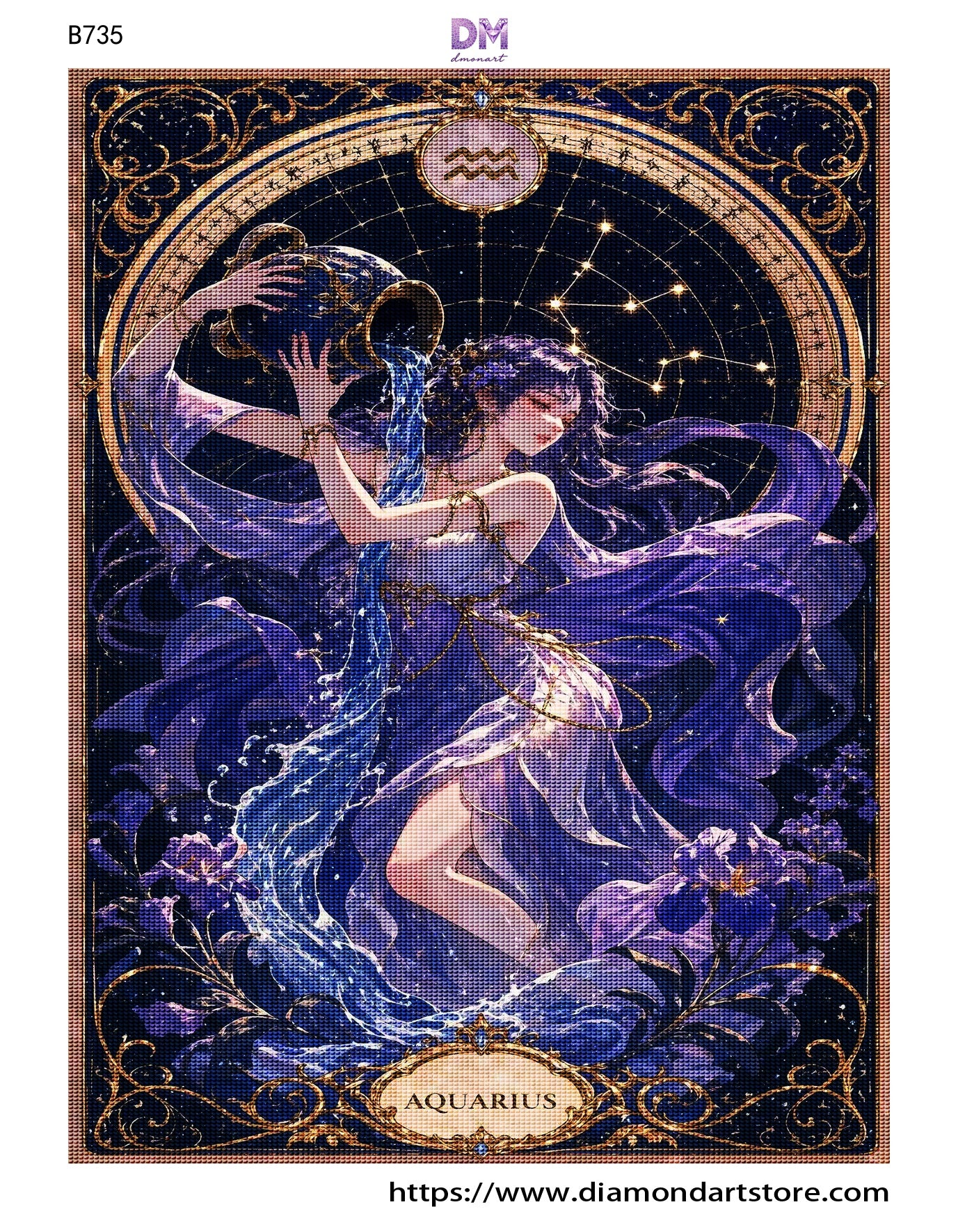 12 Zodiac Art Nouveau Diamond Painting Kits – Celestial Goddess Astrology Wall Art