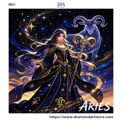 12 Zodiac Celestial Goddess Diamond Painting Kits – Fantasy Astrology DIY Wall Art