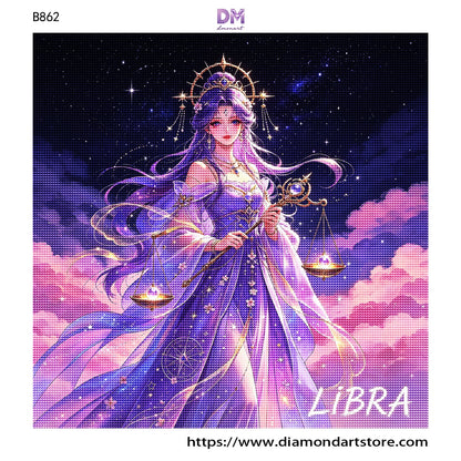 12 Zodiac Celestial Goddess Diamond Painting Kits – Fantasy Astrology DIY Wall Art