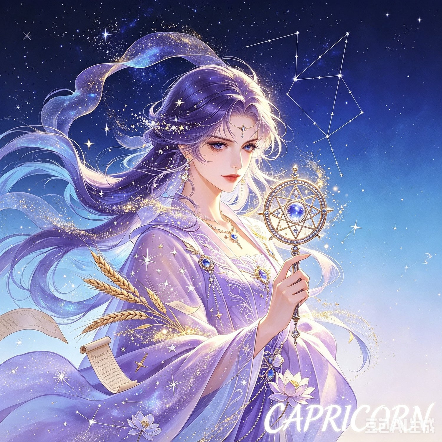 12 Zodiac Celestial Goddess Diamond Painting Kits – Fantasy Astrology DIY Wall Art