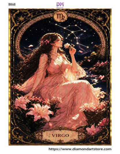 12 Zodiac Art Nouveau Diamond Painting Kits – Celestial Goddess Astrology Wall Art