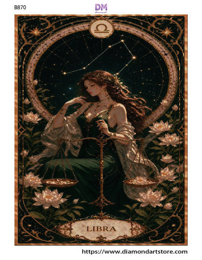 12 Zodiac Art Nouveau Diamond Painting Kits – Celestial Goddess Astrology Wall Art