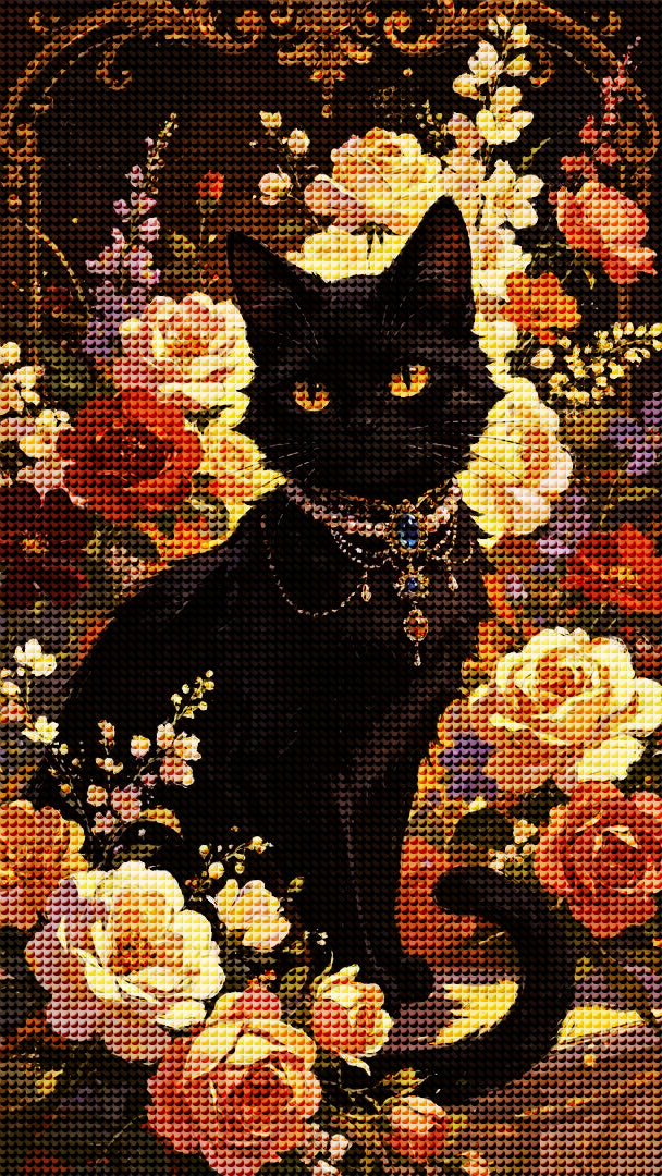 Elegant Black Cat Diamond Painting Kit