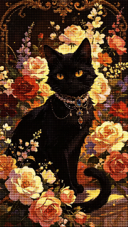 Elegant Black Cat Diamond Painting Kit