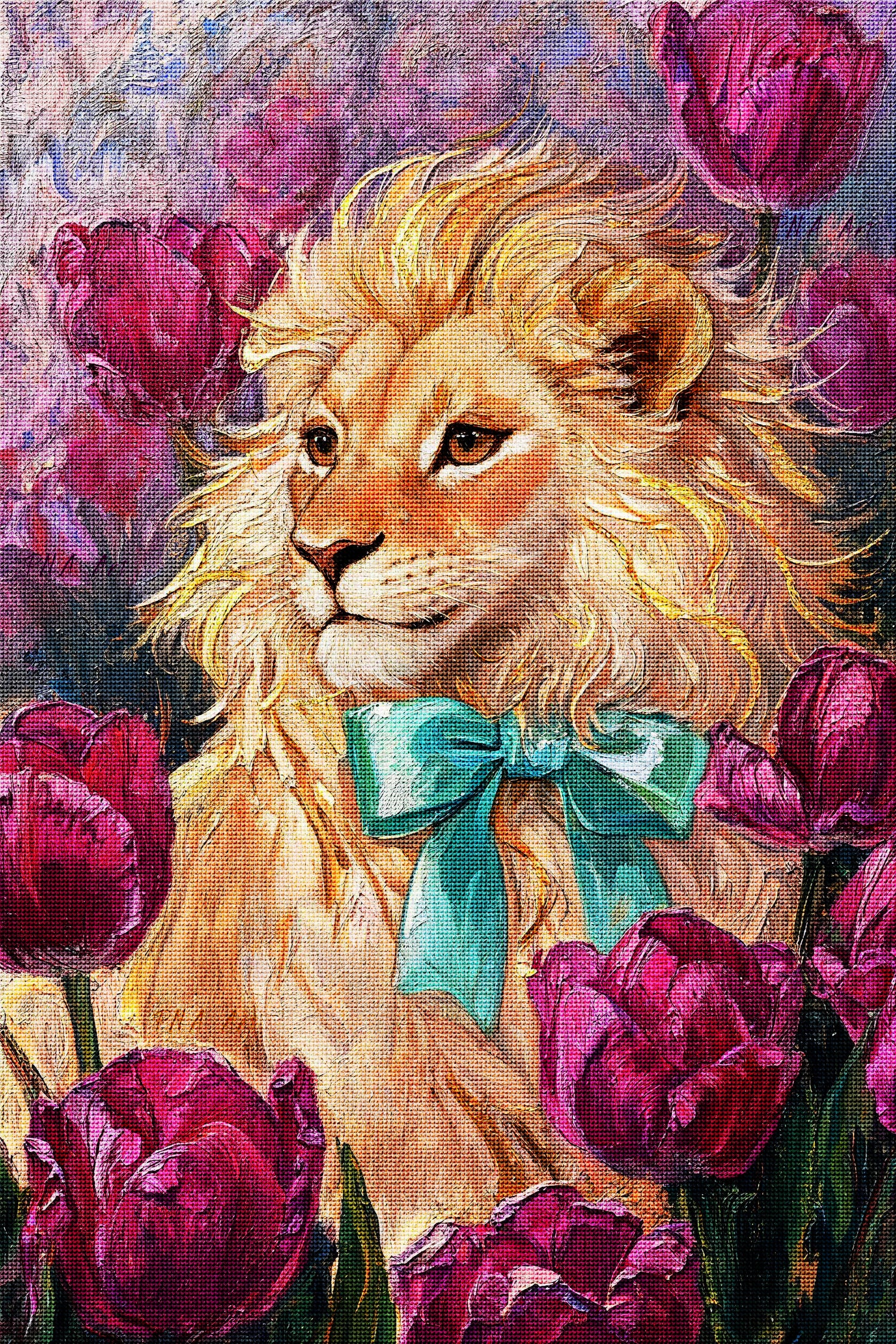 Floral Lion Diamond Painting Kit