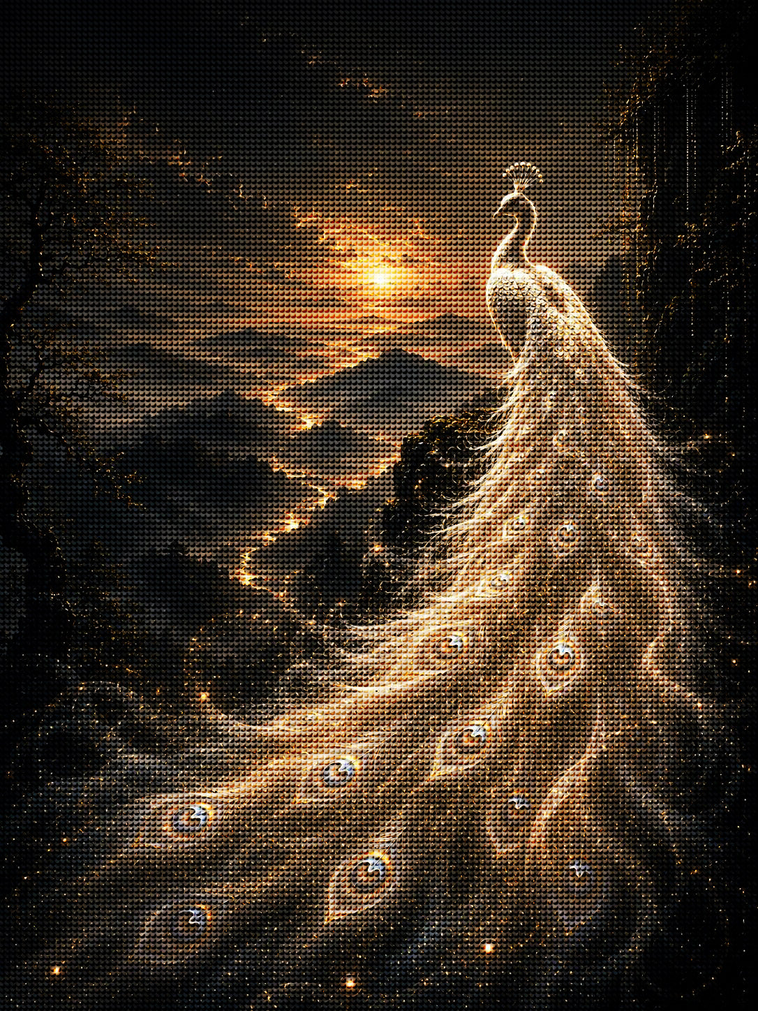 Golden White Peacock Diamond Painting Kit