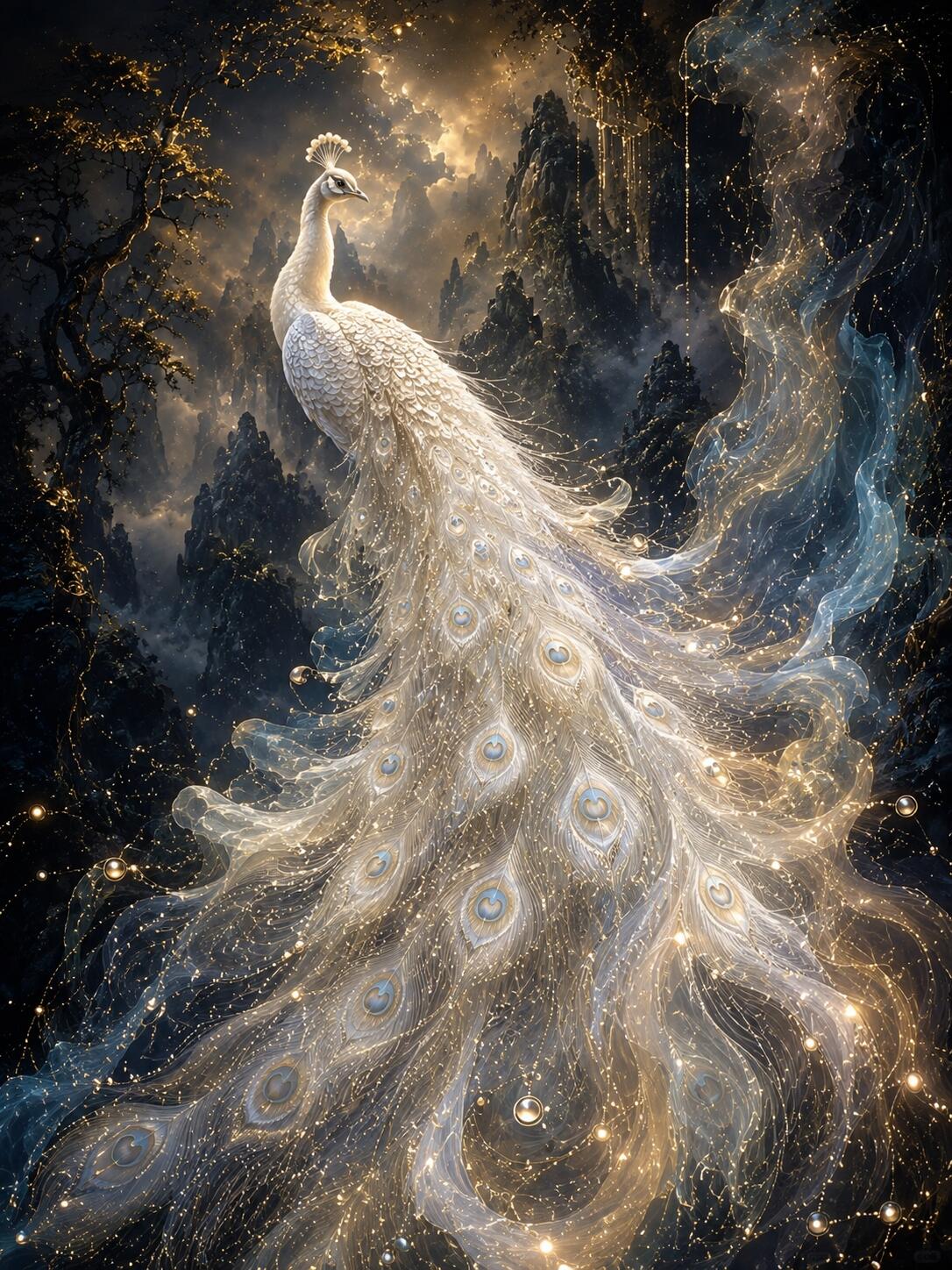 Luminous White Peacock