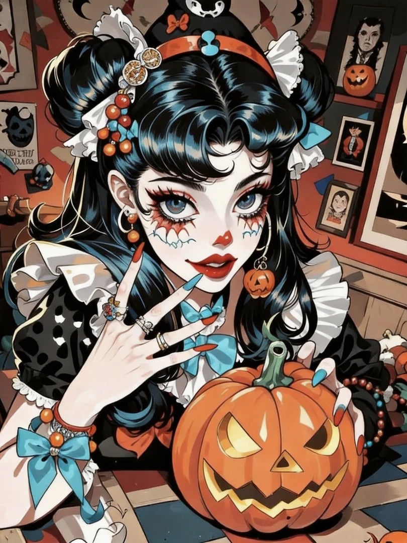 Gothic Halloween Girl Diamond Painting Kit-11.8&