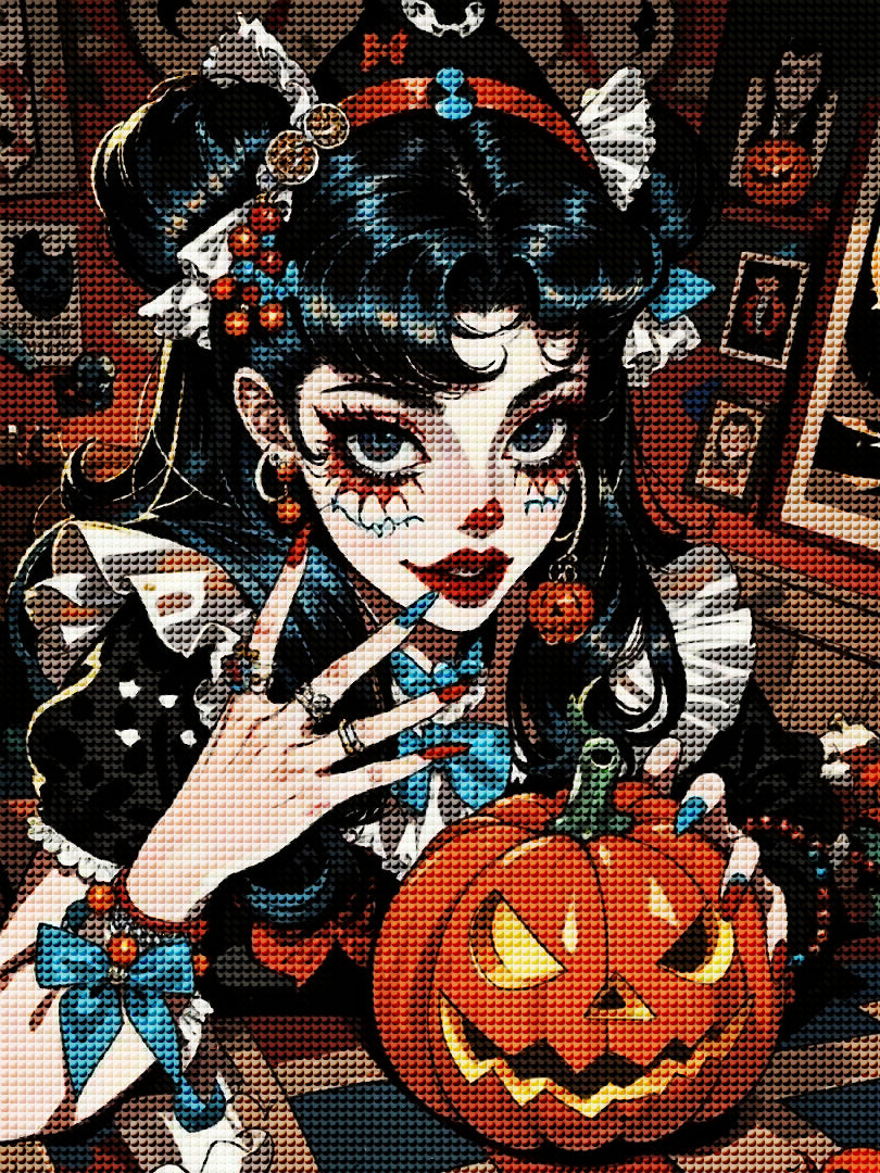 Gothic Halloween Girl Diamond Painting Kit-11.8&
