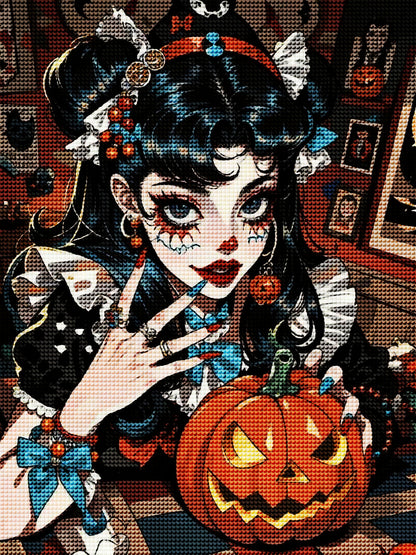 Gothic Halloween Girl Diamond Painting Kit-11.8&