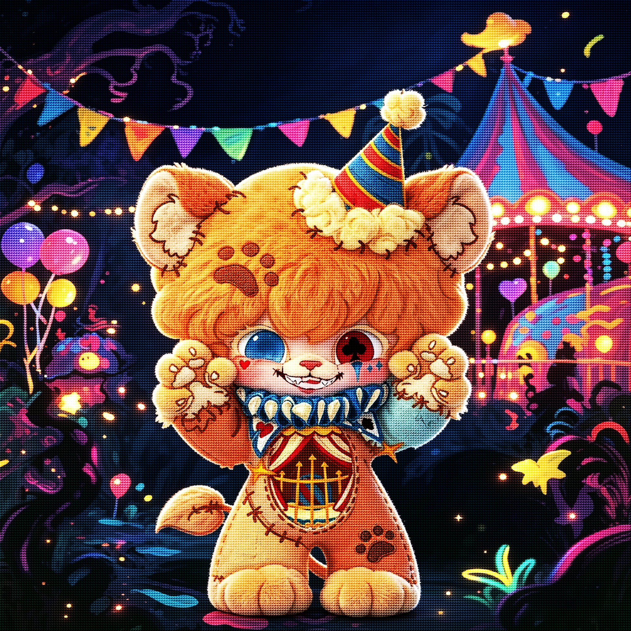 Cute Carnival Cat Diamond Painting Kit-11.8" x 11.8"