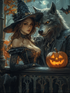 Gothic Witch & Wolf Diamond Painting Kit