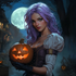 Moonlit Halloween Witch