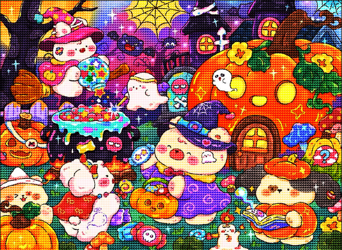Cute Halloween Diamond Painting Kit-11.8" x 15.7"