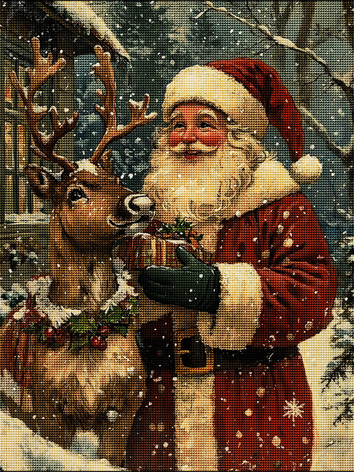 Santa and Reindeer Diamond Painting Kit-11.8" x 15.7"