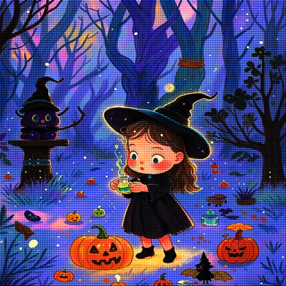 Cute Little Witch Diamond Painting Kit-11.8" x 11.8"