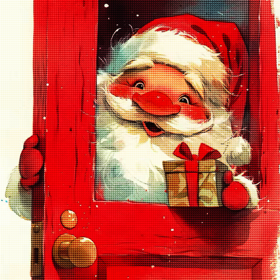 Cute Santa at the Door Diamond Painting Kit-11.8" x 11.8"