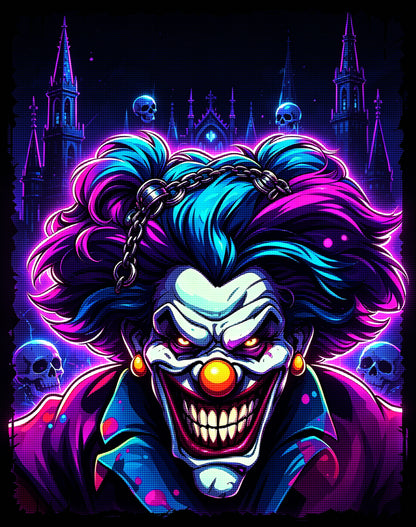 Neon Evil Clown Diamond Painting Kit