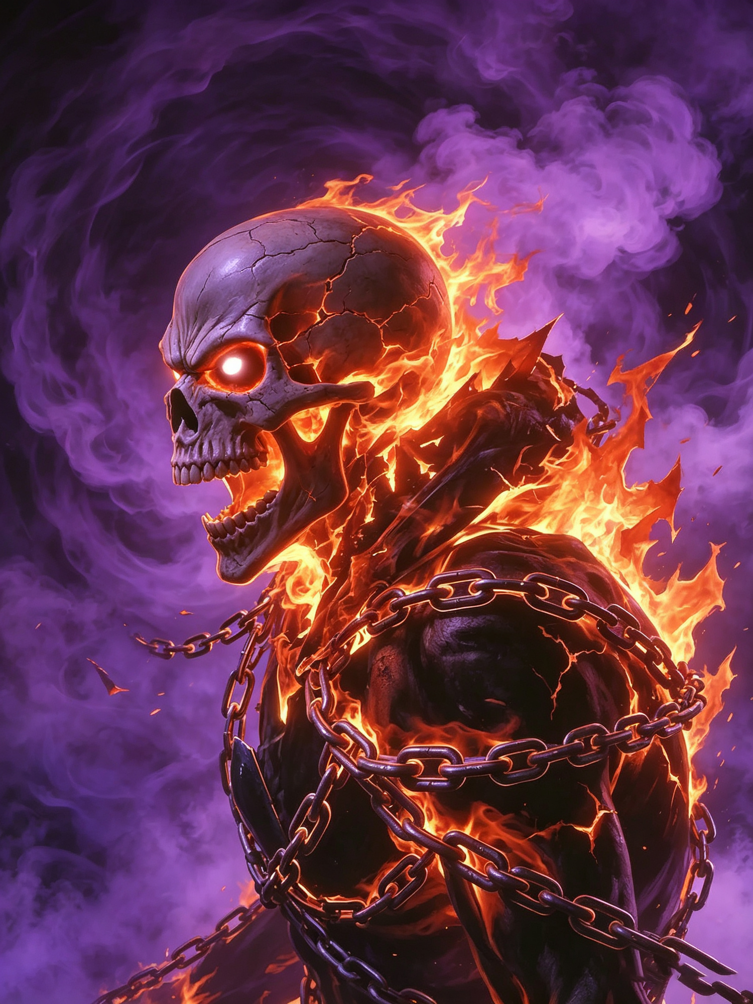 Flaming Skull &amp; Chains