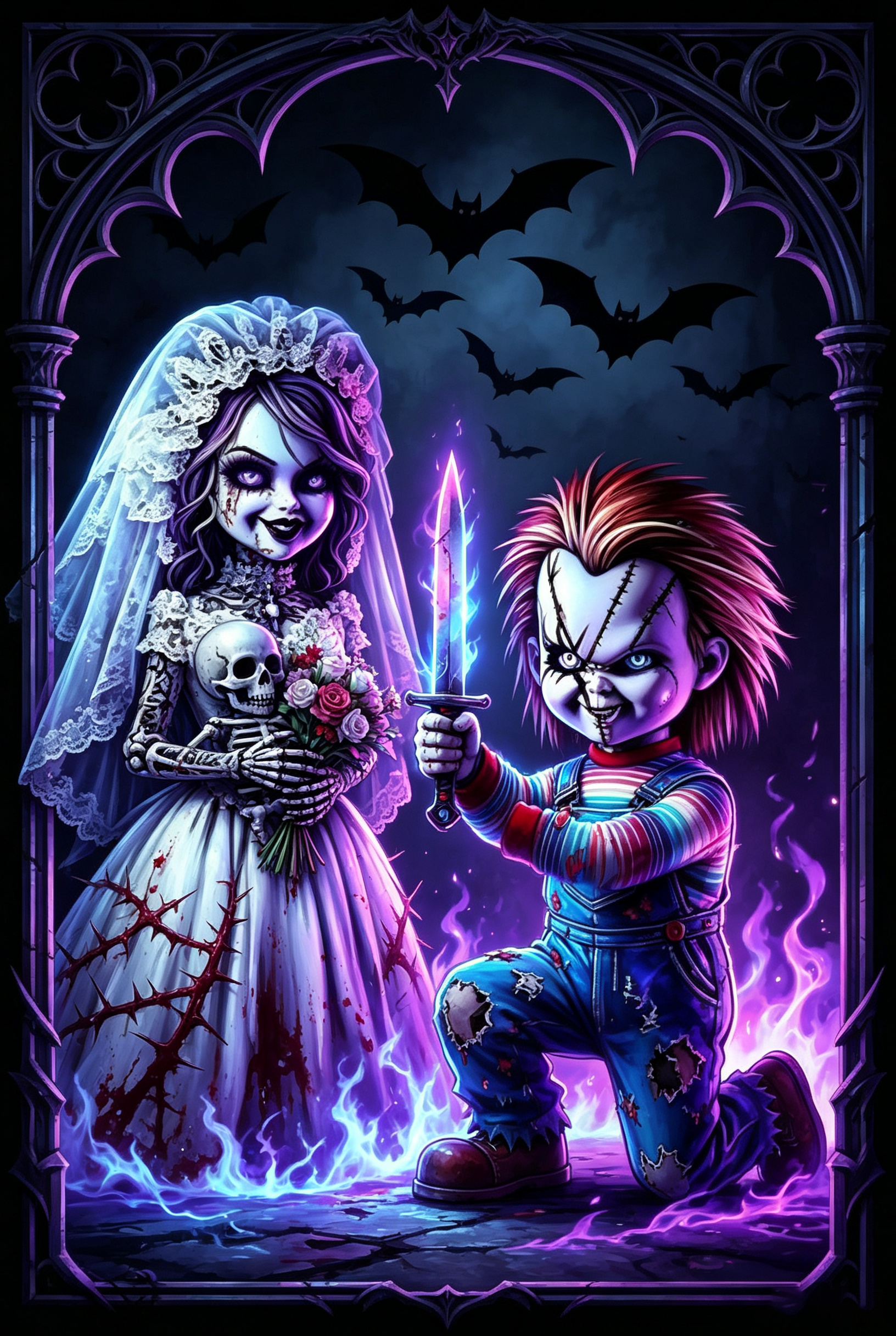 Gothic Horror Bride &amp; Doll Diamond Painting Kit