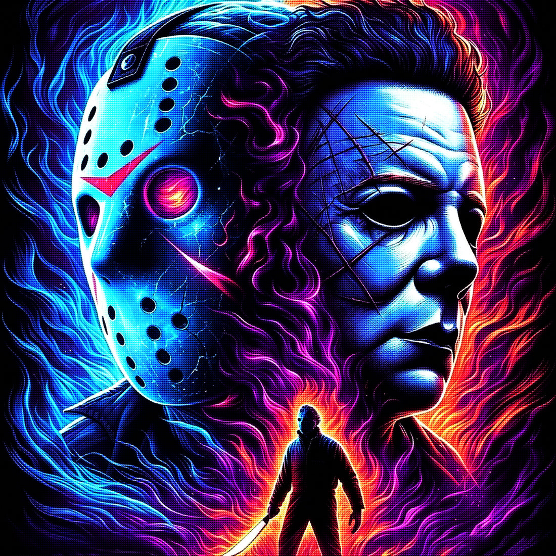 Neon Horror Mask Diamond Painting Kit