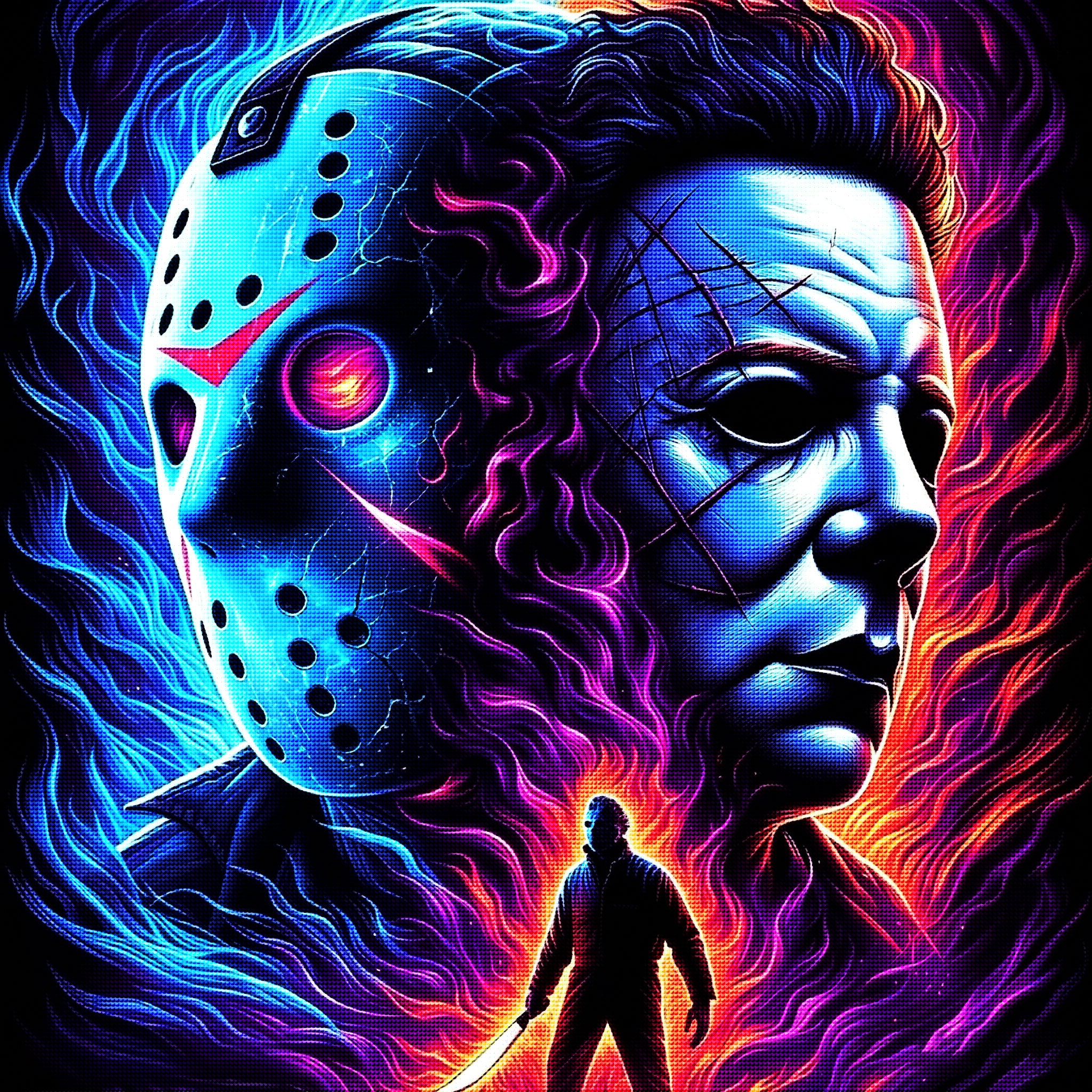Neon Horror Mask Diamond Painting Kit