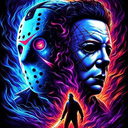 Neon Horror Mask Diamond Painting Kit