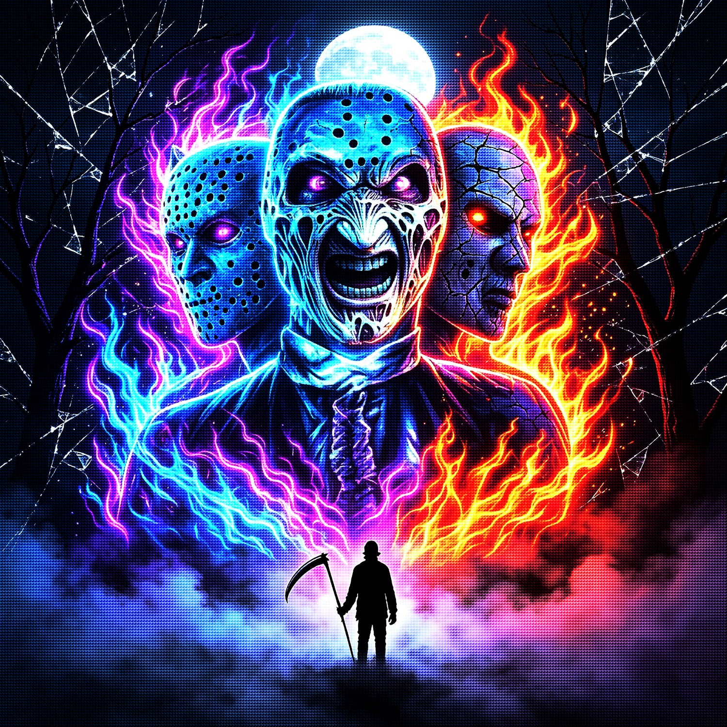 Neon Horror Mask Diamond Painting Kit