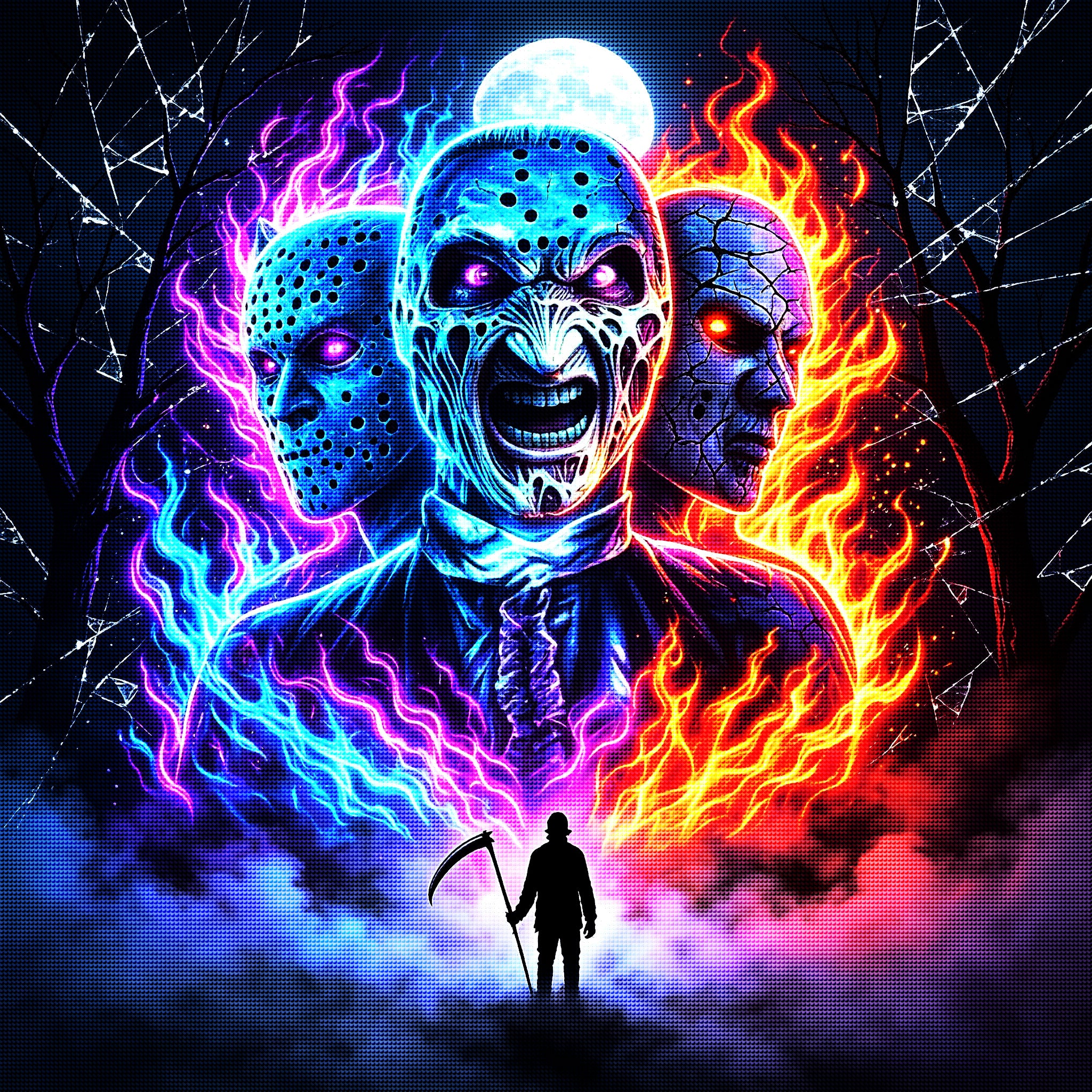 Neon Horror Mask Diamond Painting Kit