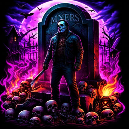 Neon Graveyard Horror Diamond Painting Kit
