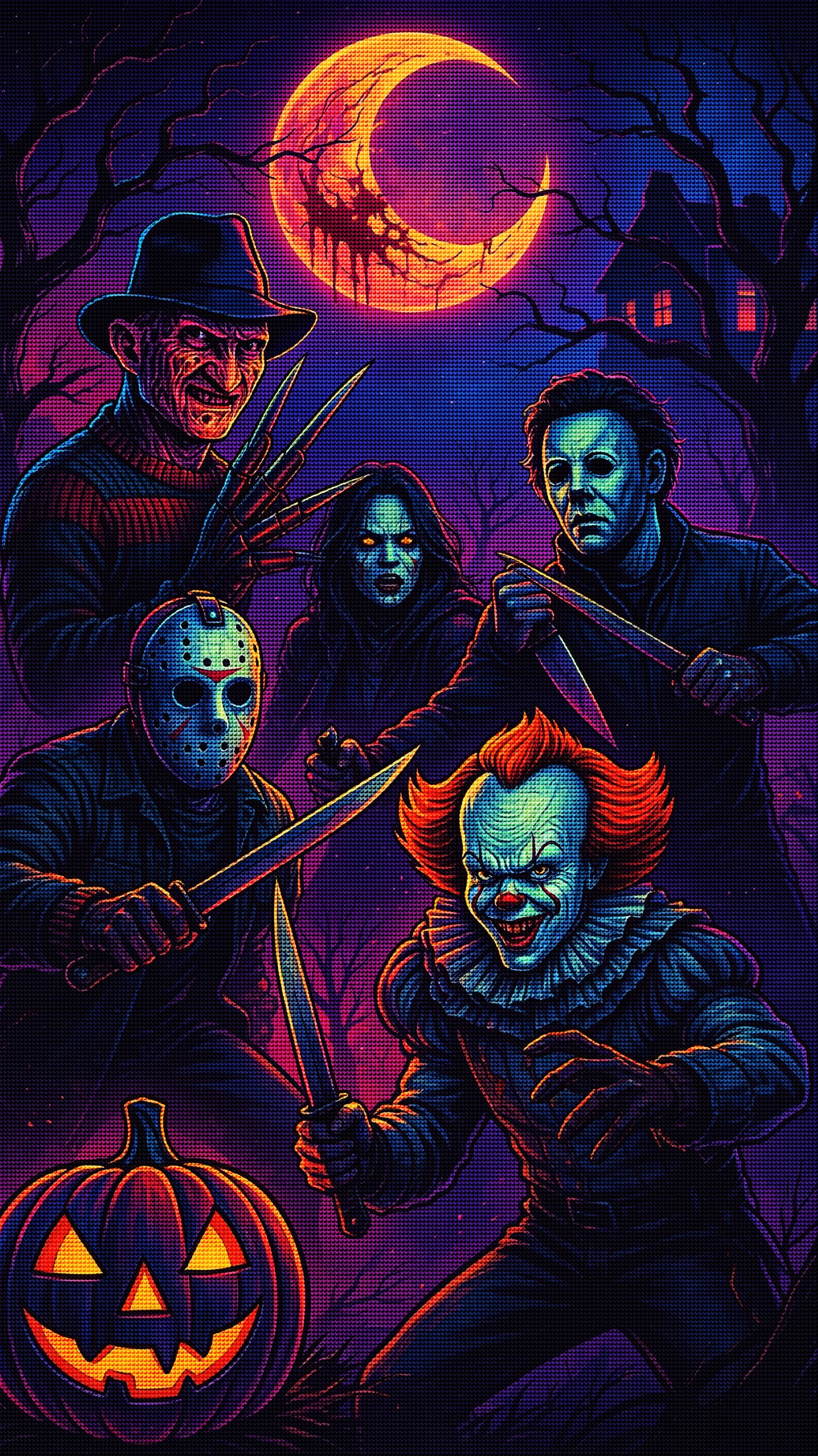 Neon Halloween Horror Diamond Painting Kit-15.7&
