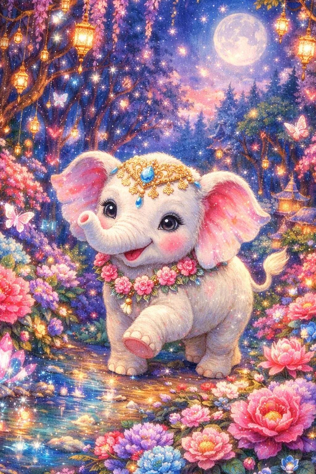 Moonlit Baby Elephant