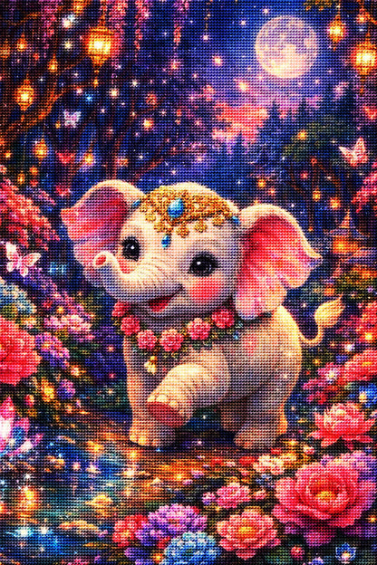 Moonlit Baby Elephant Diamond Painting 🐘-11.8" x 15.7"