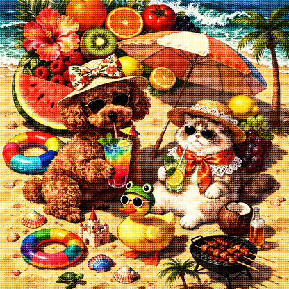 Summer Beach Friends Diamond Painting-11.8" x 11.8"